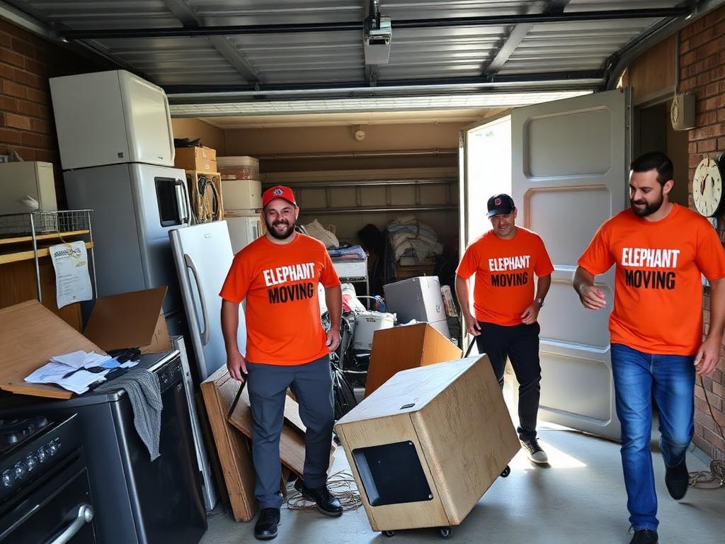 Elephant Moving crew clearing out a garage